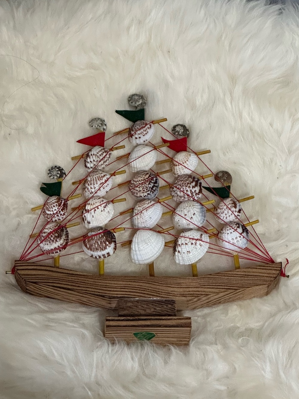 vintage handmade seashell sailboat nostalgic coastal souvenir Everglades trading